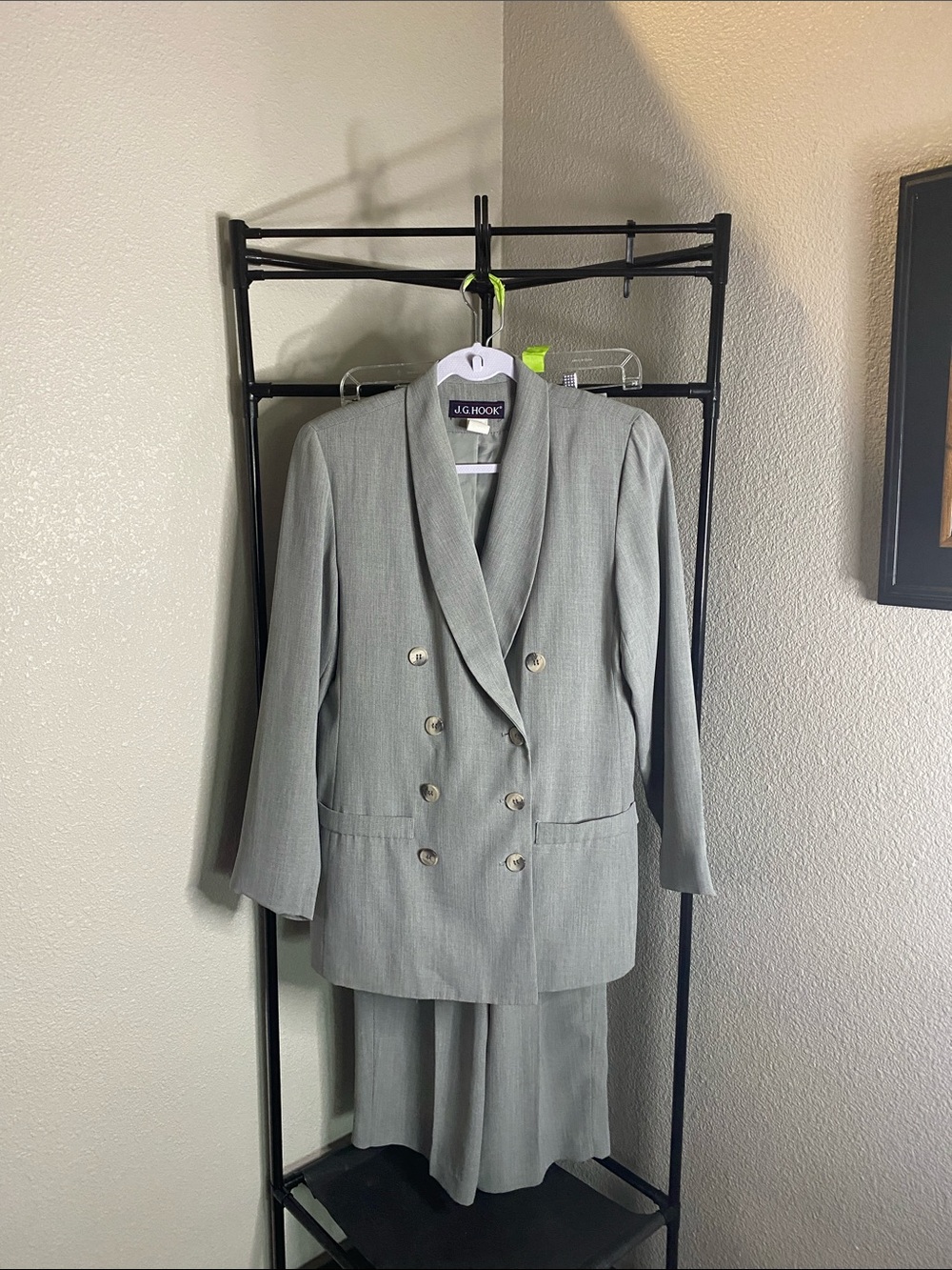 J.G. Hook Light Gray Double-Breasted pantsuit